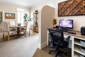business center with computer and printing area